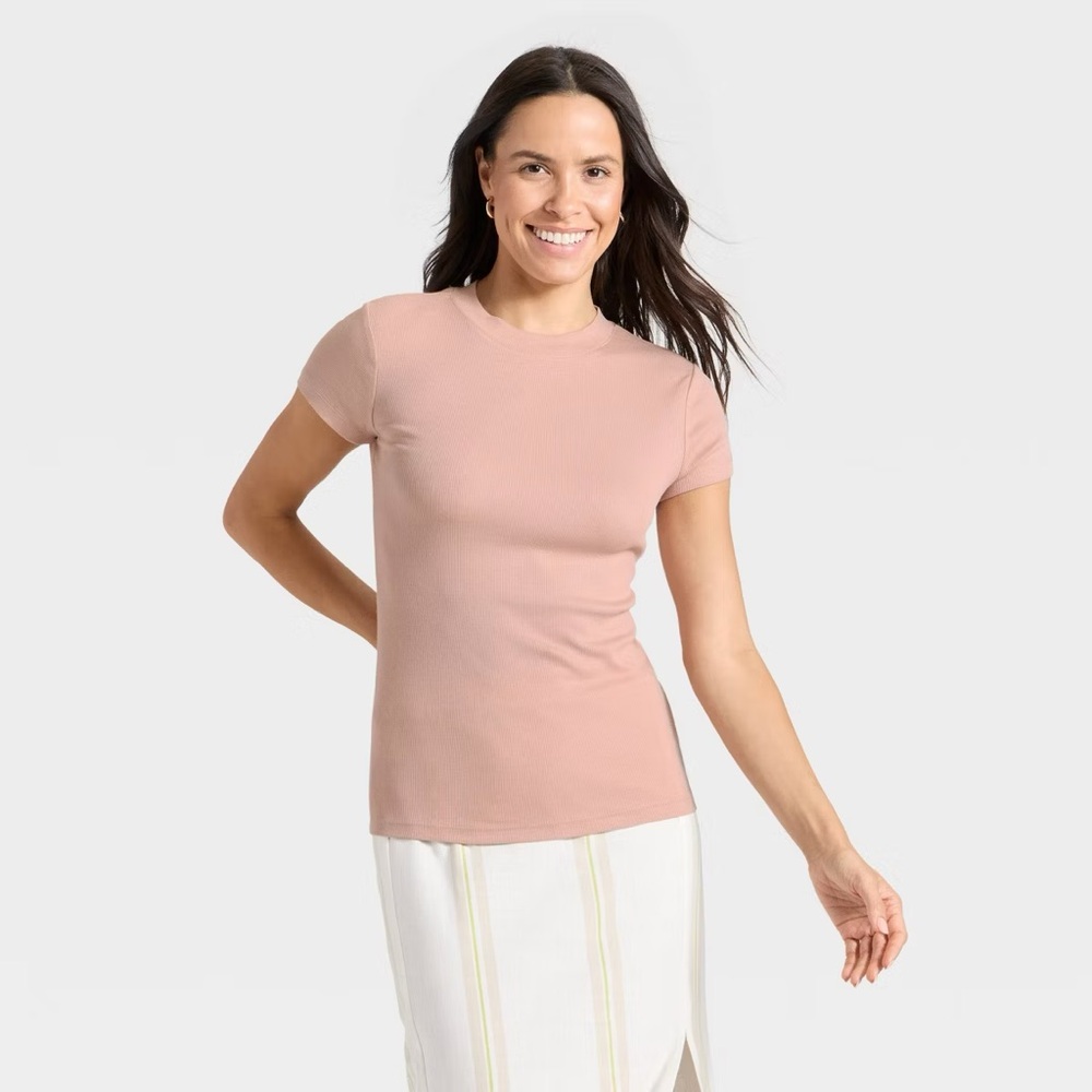 A New Day Slim Fit Soft Ribbed Short Sleeve Top